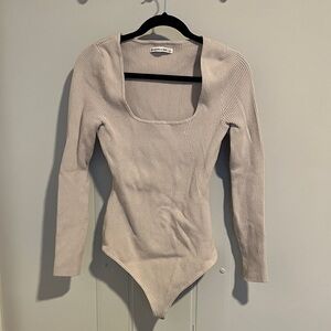 Abercrombie & Fitch Ribbed Knit Square Neckline Bodysuit